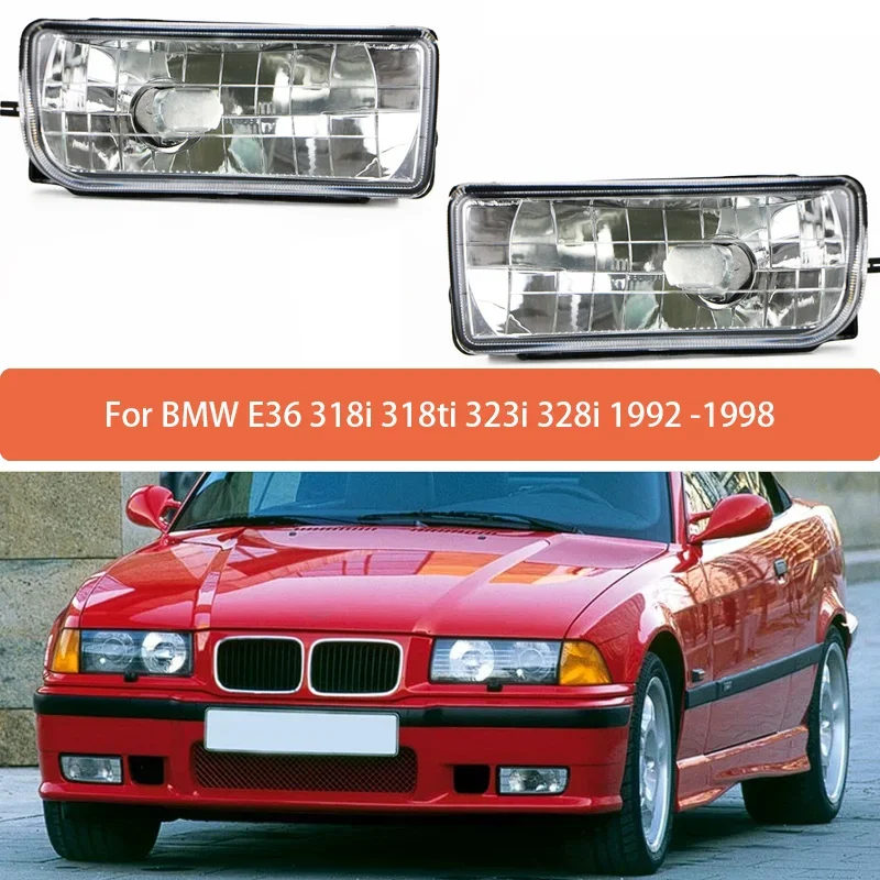 Paire de phares antibrouillard droits avec ampoules, pare-chocs avant, BMW E36, 318i, 318ti, 323i, 328i, 1992, 1993, 1994-1998