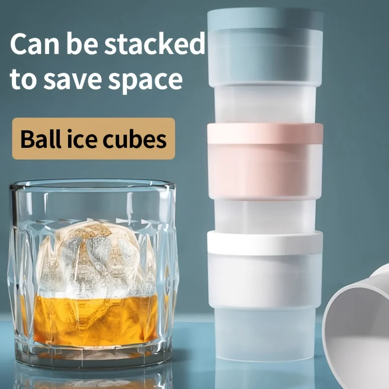 Household Silicone Ice Mold, Reusable Round Ball Maker for Whiskey Frozen Cubes, Compact Bar Essential Non-Toxic Easy Clean Tool