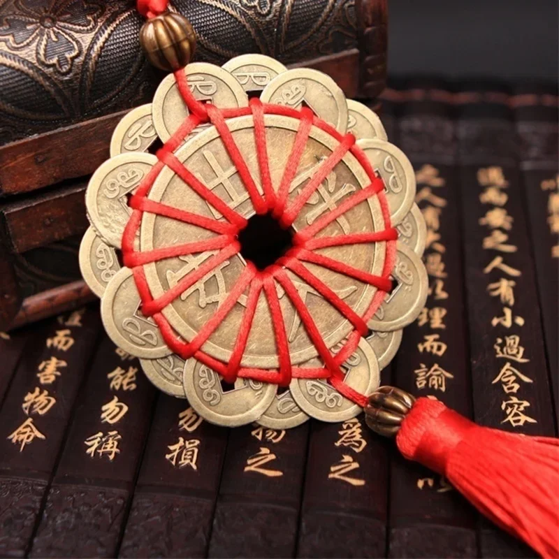 Feng Shui Mystic Knot With Chinese Lucky Coins Wall Hanging Wealth Prosperity Charm Home Office Room Decor Ornament