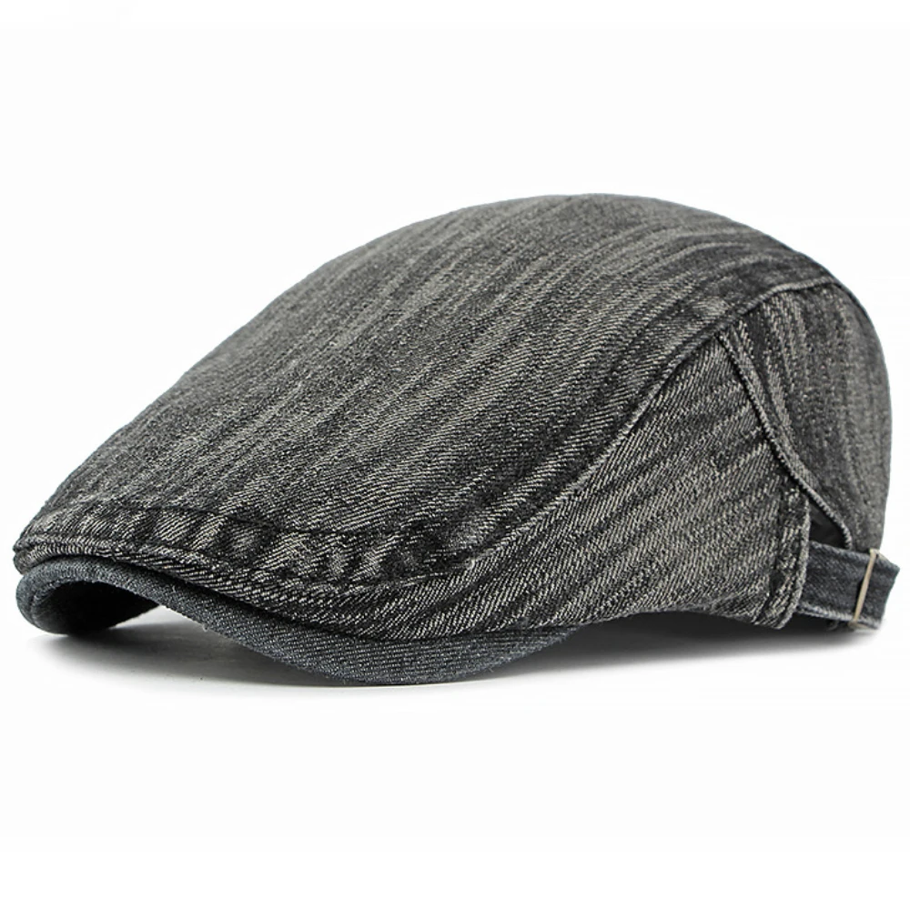 HT4765 Baskenmützen für Männer und Frauen, verstellbare Ivy-Flatcap, Retro-Künstler-Malermütze für Damen und Herren, Frühling-Sommer-Baskenmütze aus Baumwolle und Denim. – Detail 6