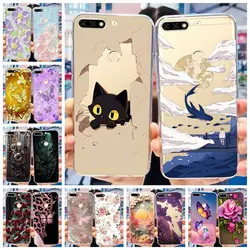 Case For Huawei Y7 Prime 2018 Cover Nova 2 Lite Cute Cartoon Clear Phone Case For Honor 7C 5.99 inch LND-L29 Silicone Back Cover