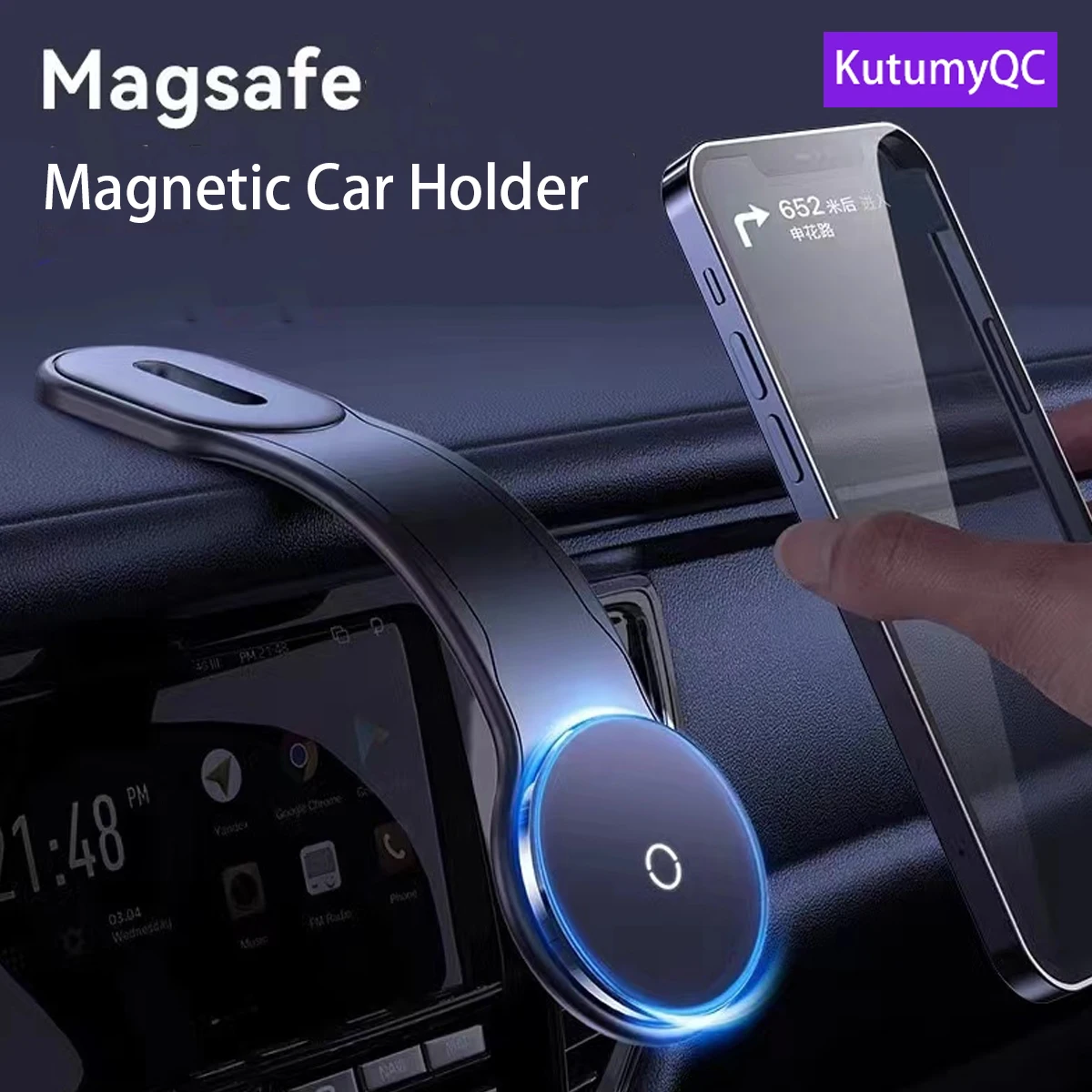 MagSafe Car Mount Detachable, Bendable Aluminum Arm Magnetic Phone Holder for Car Cell Phone Mount for Car