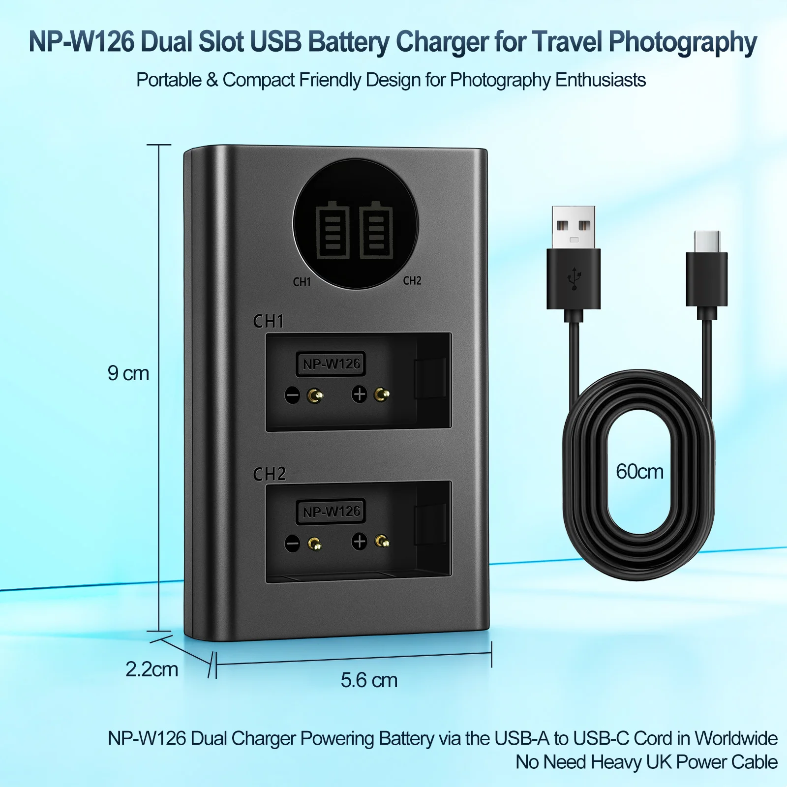 BC-W126 BCW126 Charger for Fuji NP-W126S W126S Camera Battery X-H1 X-PRO3 X-PRO2 X-T3 X-T2 X-T30 X-T20 X-T200 X-E3 X-E2 X-A5