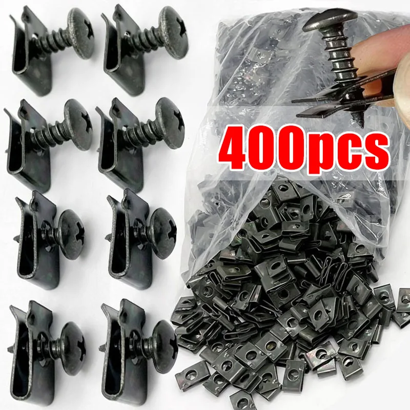 Self Tapping Screws Metal Fastener Clip for Car Motorcycle U-Type Clip with Screw Anti-rust Protection Clip Screw Iron Sheet Kit