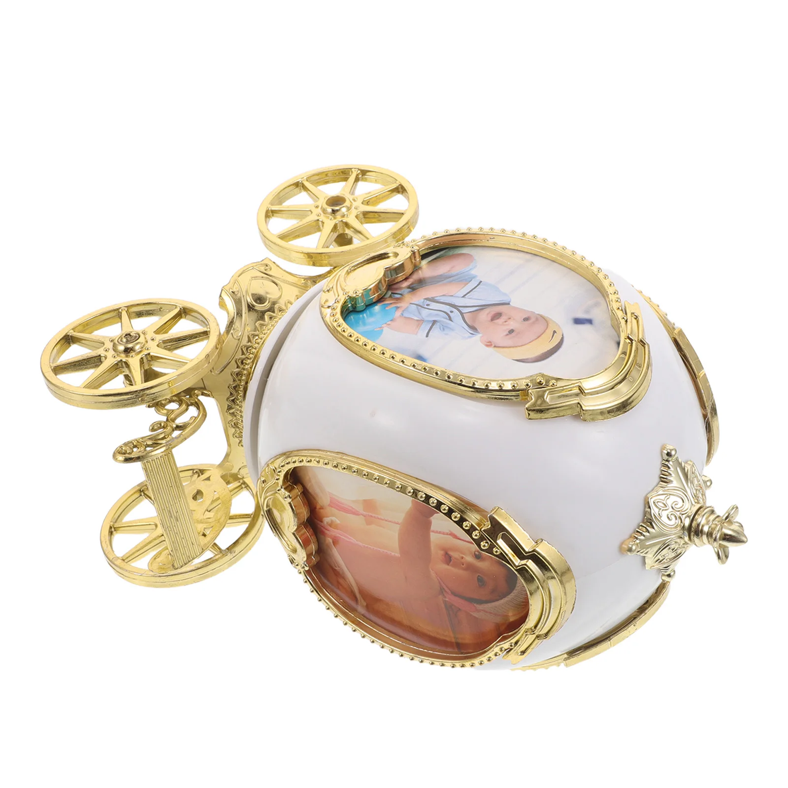 

Music Box for Featuring Pumpkin Carriage Design Rotating Photo Frame Ornament for Bedroom Desk Table Decorative Keepsake