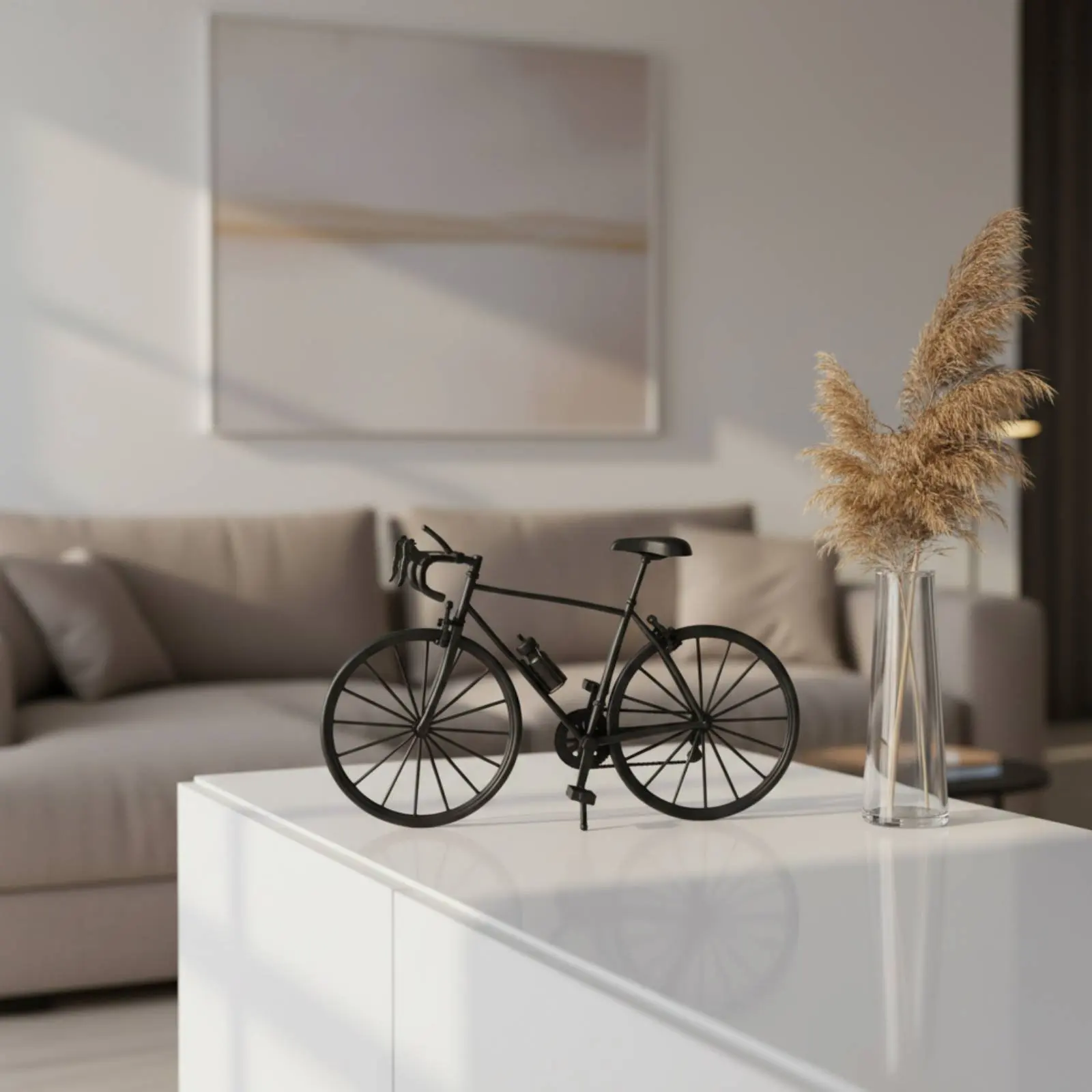

Iron Cycle Sculpture Artistic Display Vintage Cycle Model Table Decoration Self-Standing Ornament for Study Room, Tv Stand