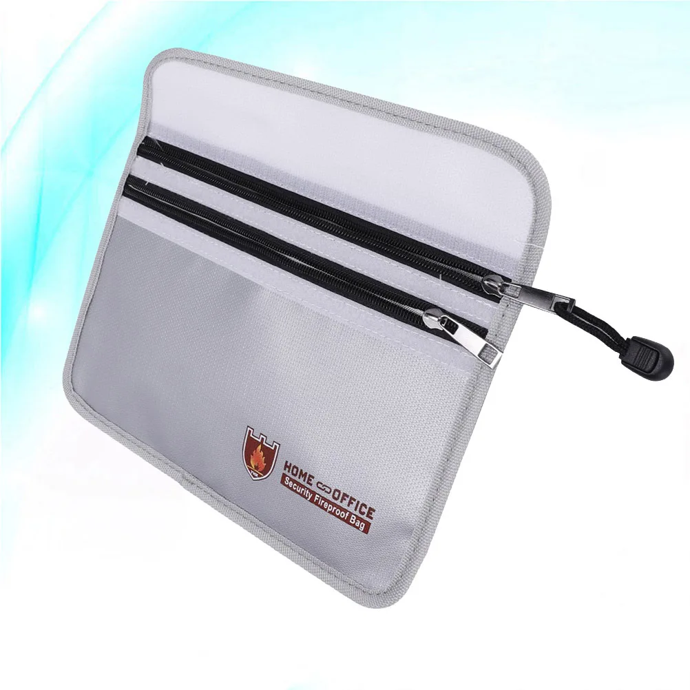 

Document Bag Fireproof Flame Retardant Large Capacity File Storage Holder for Legal Papers Cash Passports Silver