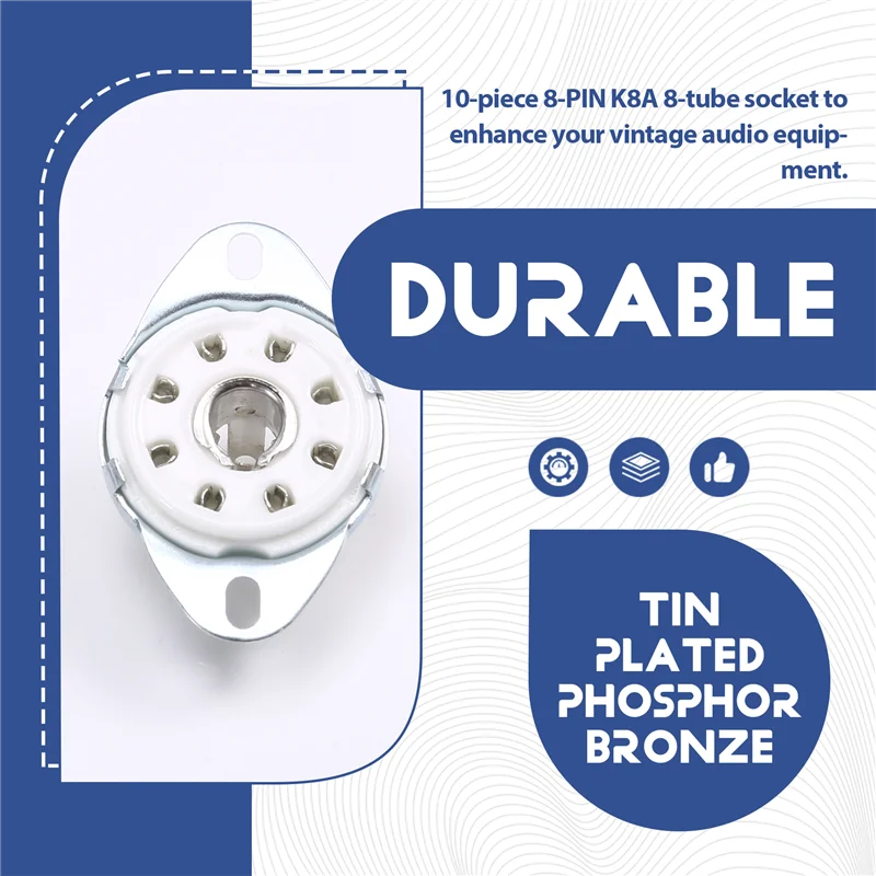 M20K 10Pcs 8PIN K8A Octal Rohr Buchse Ventil Basis Für EBL21 ECH21 4P1S 5B254 7N7 4J1S