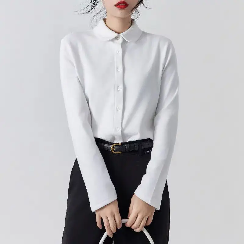 Thickened Double-sided German Velvet Warm Fur Shirt Women Long Sleeves Fashionable Doll Collar Bottoming Shirt