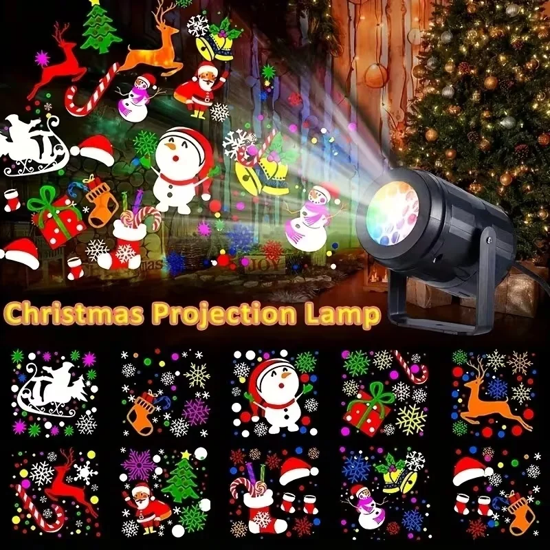 LED Snowflake Christmas Projector Lamp USB Powered Snow Projection Light 360°Adjustable Xmas Home Garden Yard Holiday Decoration
