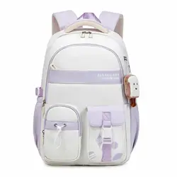 Mochila escolar para meninas, bolsa escolar para adolescentes, à prova d'água, leve, elegante, casual, bolsa escolar de nylon para meninas de 3 a 9a classe