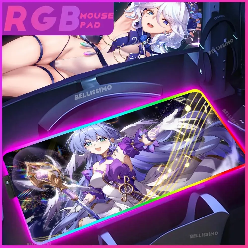 Honkai Star Hot Kawaii Robin Mouse Pad RGB Gaming mouse pad gamer Mouse Pad keyboard Large Cool Desk Game Rubber No-slip  Mat