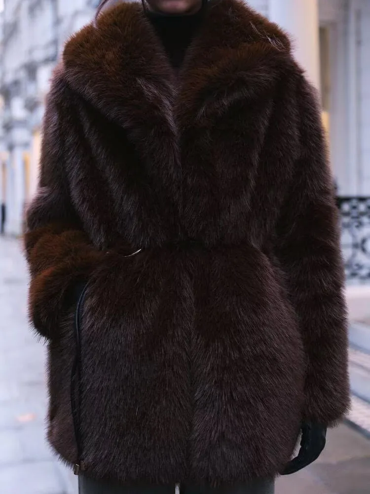 เสื้อโค้ทขนเฟอร์เทียมแบบยาวสำหรับฤดูใบไม้ผลิ รุ่นใหม่ ให้ความอบอุ่น  แจ็คเก็ต Jaetza2025 เสื้อผ้าผู้หญิง ความยาวปานกลาง เหมาะสำหรับใส่เดินทางไปทำงาน...