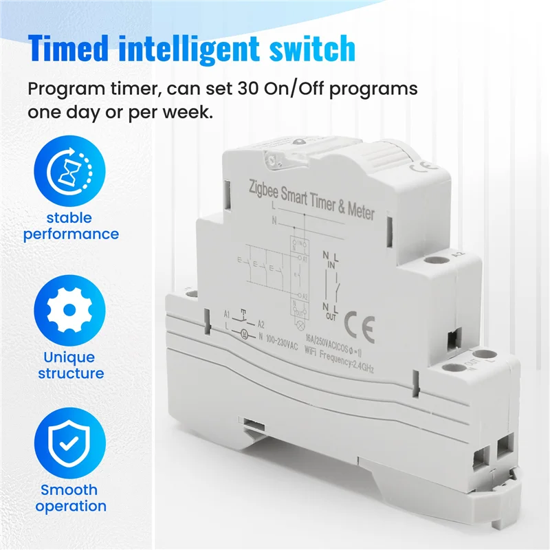 ATMS 1602Z Smart Switch 16A Din Rail 1P Remote Control Timing Switch Smart Wireless Switch 220V Timing Switch-TCES