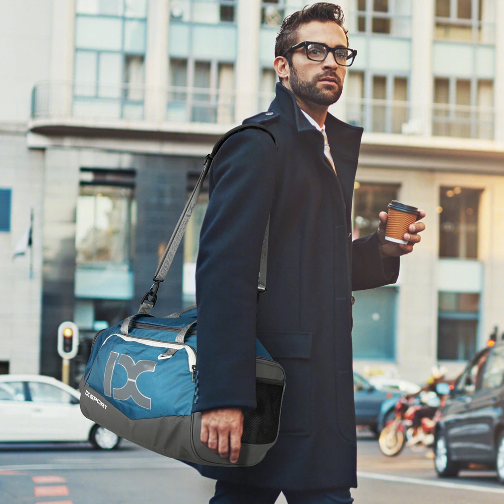 Borsa sportiva da palestra, borsa da viaggio con tasca per oggetti asciutti e bagnati e scomparto per scarpe, per donne e uomini, borsa da weekend impermeabile da 40 litri per fitness