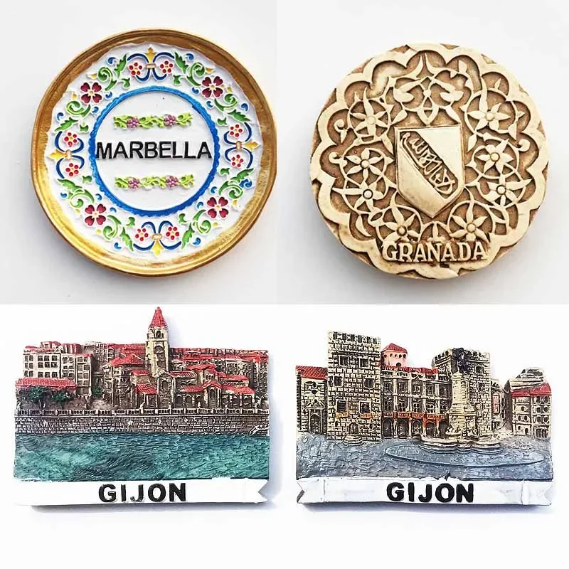 Imanes de nevera de Gijón Granada, Alhambra, recuerdo de Turismo de España, artesanías, regalo, imanes magnéticos de refrigerador, Decoración de cocina