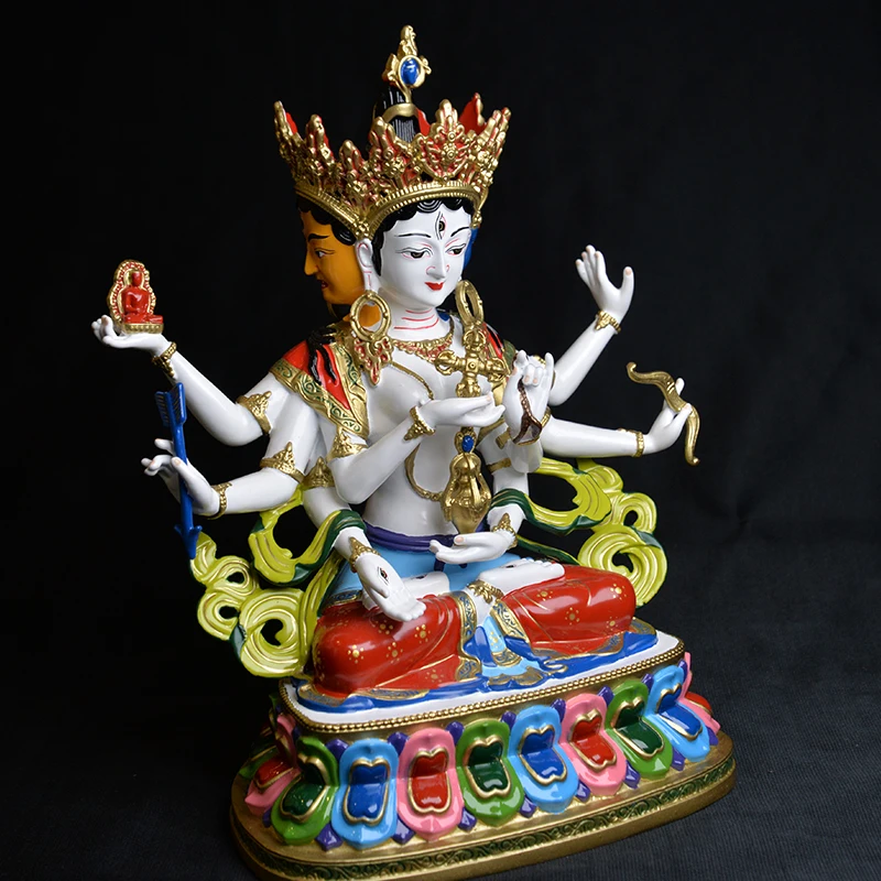 Tibetan Junti Buddha Mother Statue Pure Copper Painted Tibetan Seiko Buddhist Table Auspicious Offering Ornament Tantra Protecto