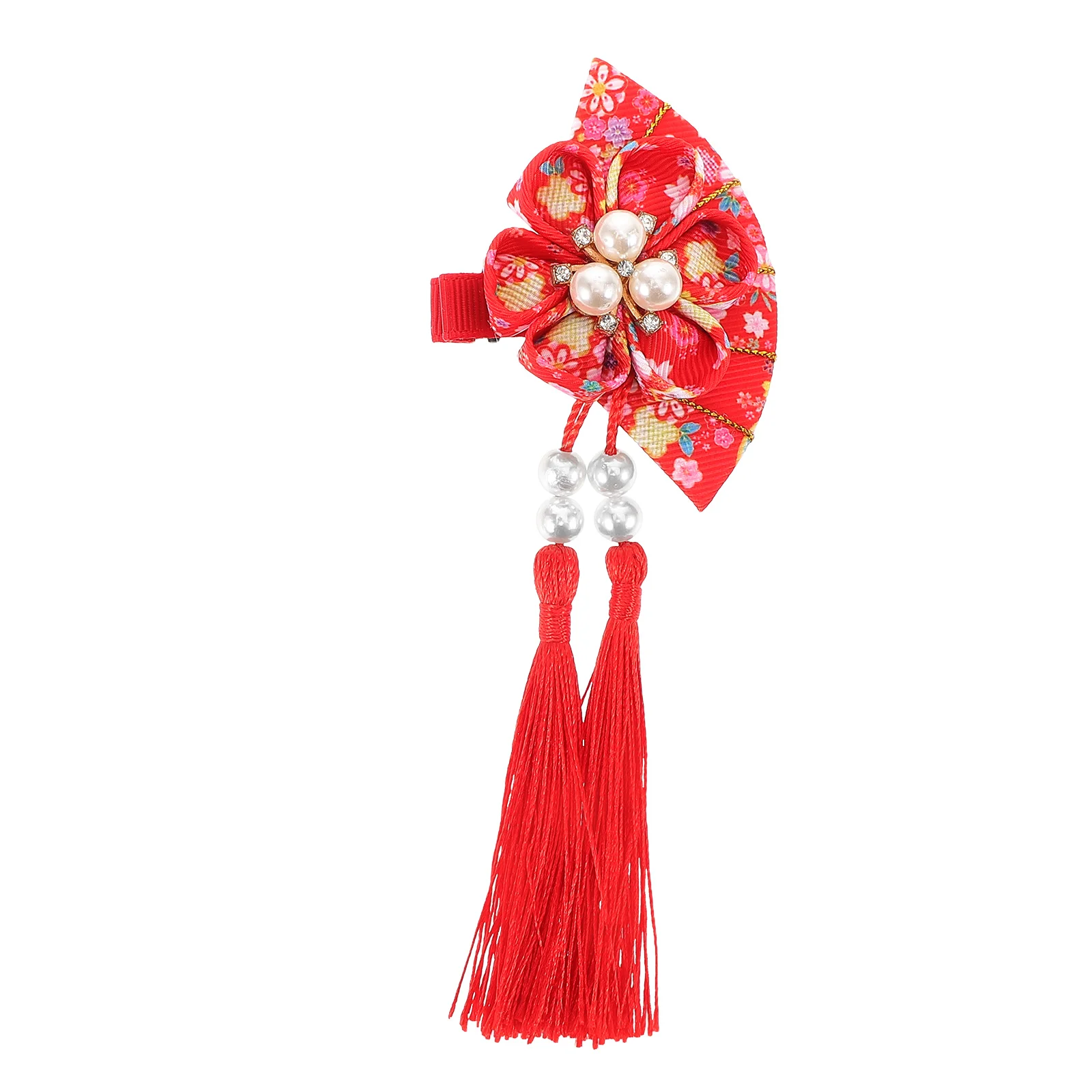 

Japanese Style Fan Tassel Clips Women Bright Colors Metal Fabric Hair Hanfu Hair Ribbon Decorations Hanfu Kimono