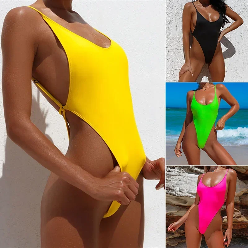 Sexy Extreme Micro String Backless Monokini Women Thong Swimwear One Piece Swimsuit Female High Cut Bathing Suit Swim Beachwear