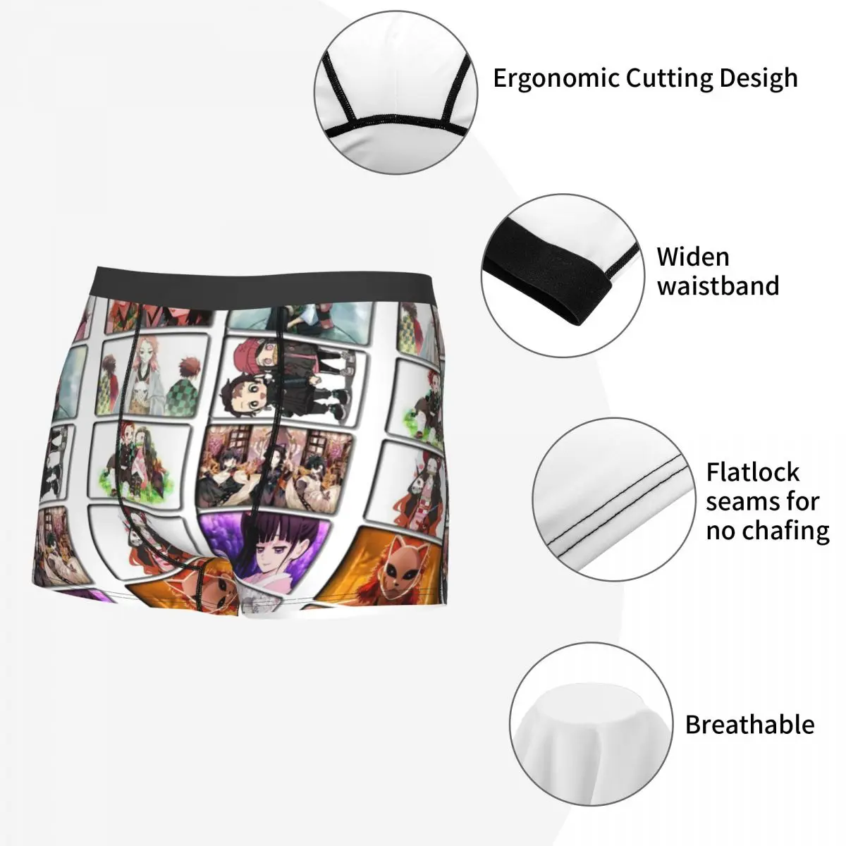 Kimetsu No Yaiba Demon Slayer Man's Boxer Briefs Underpants Highly Breathable High Quality Gift Idea