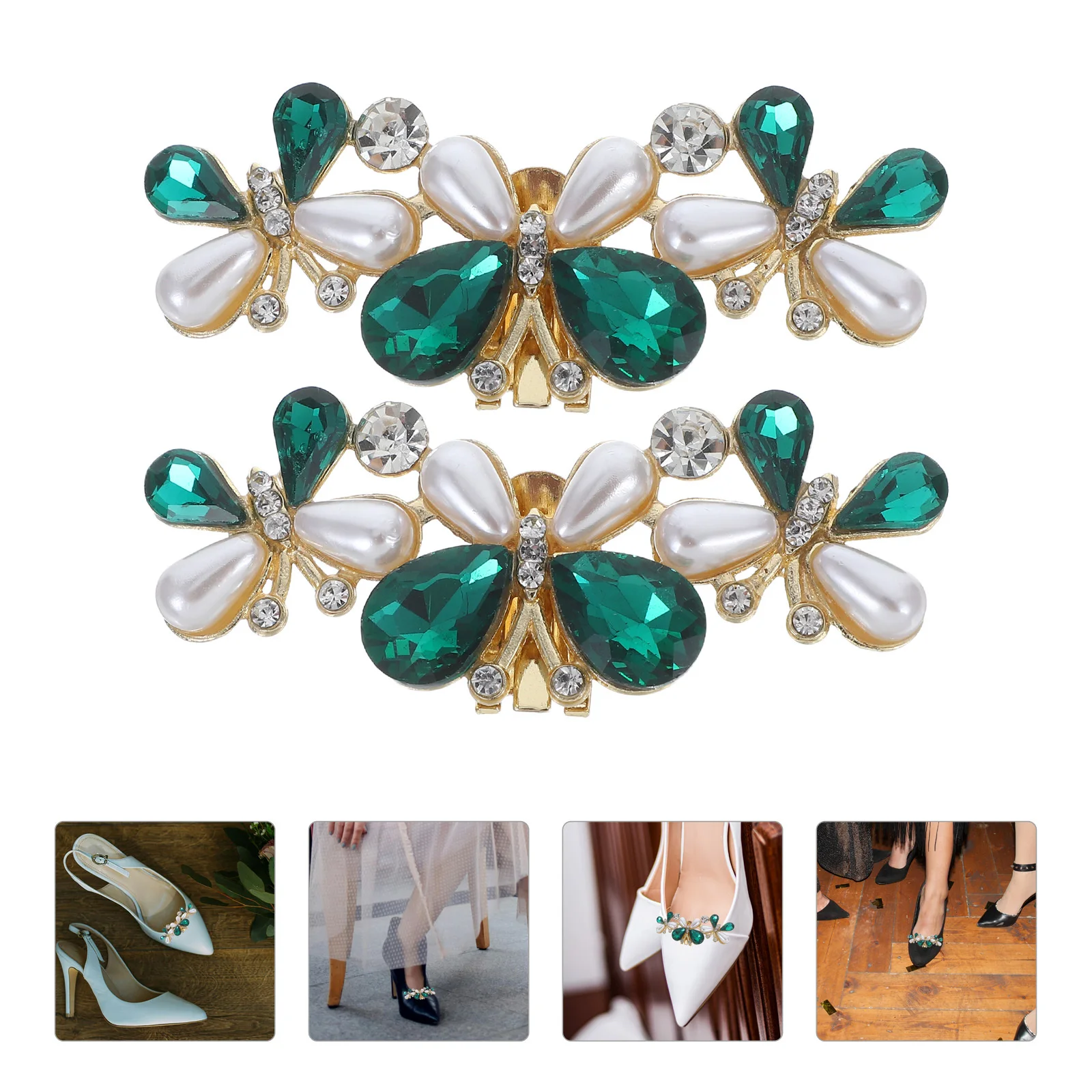 

2Pcs Detachable Rhinestone Shoe Buckles Clip on Shoe Accessories Bridal Party High Heels for Women Shoes Jewelry Decoration