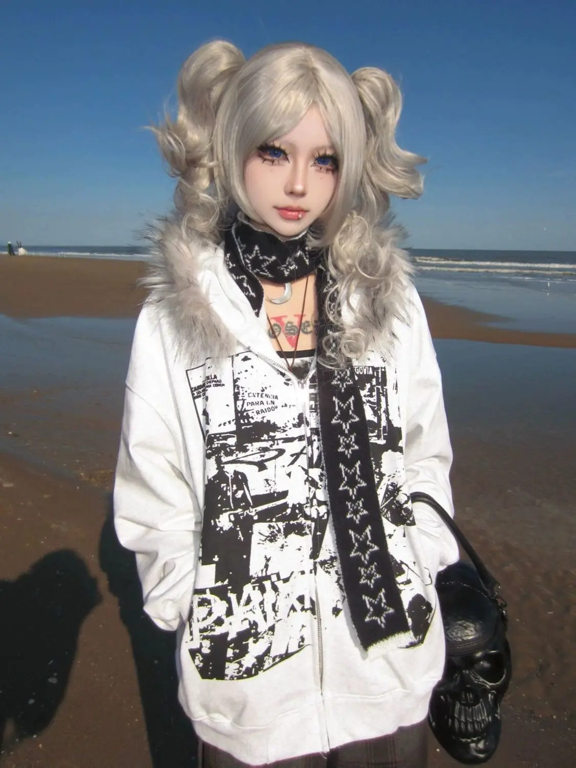 Grunge Zipper Sweatshirts Vintage Gothic Coats Harajuku Streetwear Y2k Jackets with Hooded Women Subculture Hoodies Cross Skull