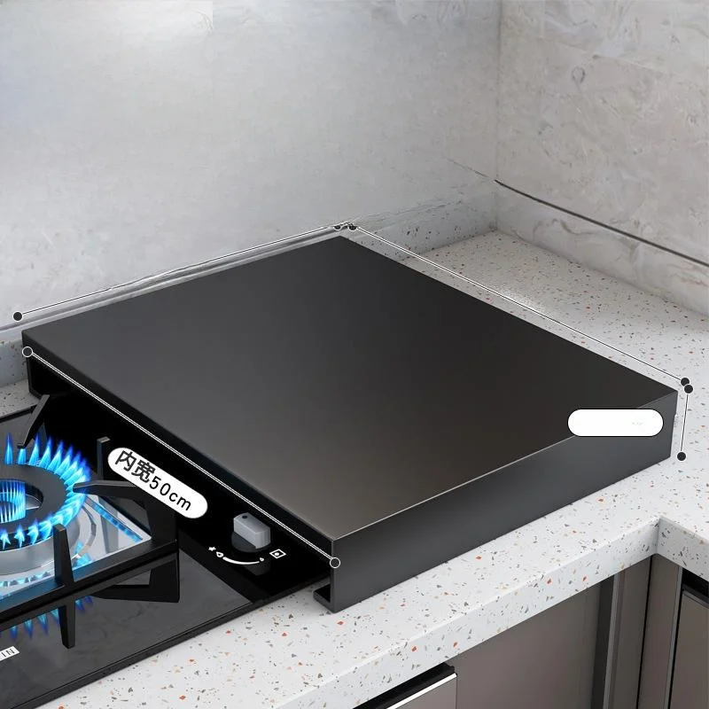 Modern Simplicity Gas Stove Cover Board Storage Rack Electromagnetic Support Bracket Home Organization Utensil Carbon Steel