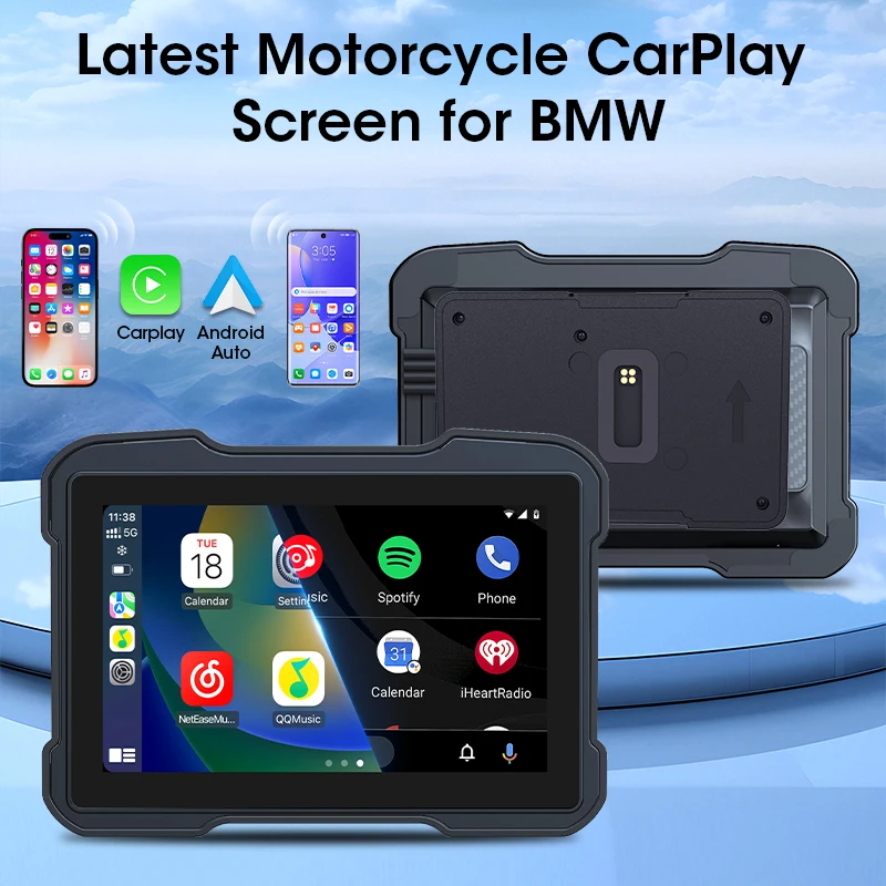 راديو دراجة نارية Srnubi مقاس 5 بوصات لسيارات BMW R1200GS/ R1250GS/ R1300GS /S1000XR ملاحة GPS CarPlay Android ستيريو تلقائي للدراجات النارية