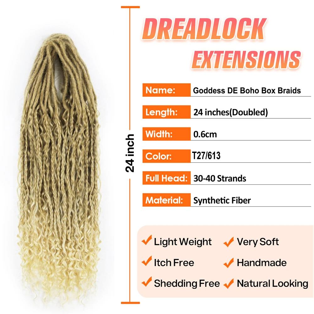 24inch Double Ended Synthetic Dreadlock Extensions Ombre Blonde Boho Crochet Hippie Dreads  Handmade Bohemian Box Braids