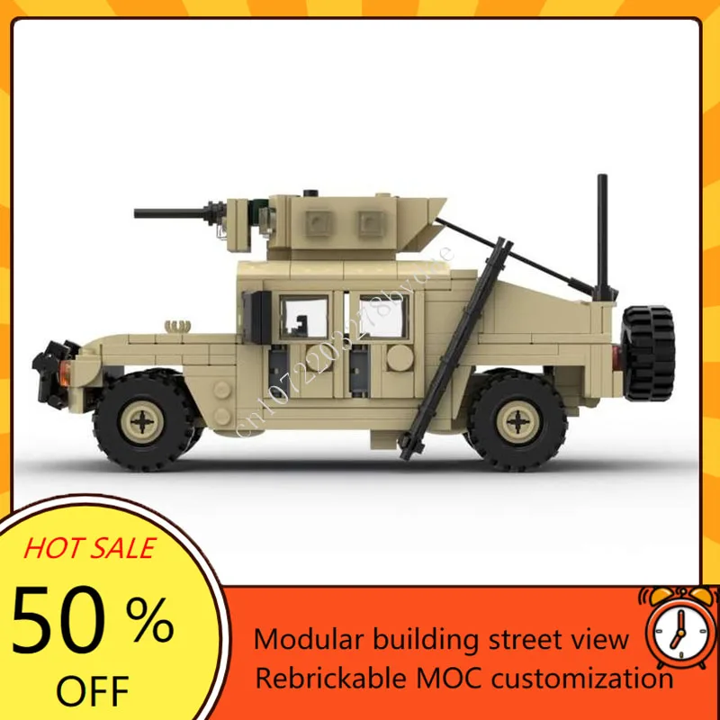 338PCS MOC  M1151 HMMWV Up-armored armaments carrier Destroyer Armored Car Model Building Blocks Brick DIY Assembly Toys Gift