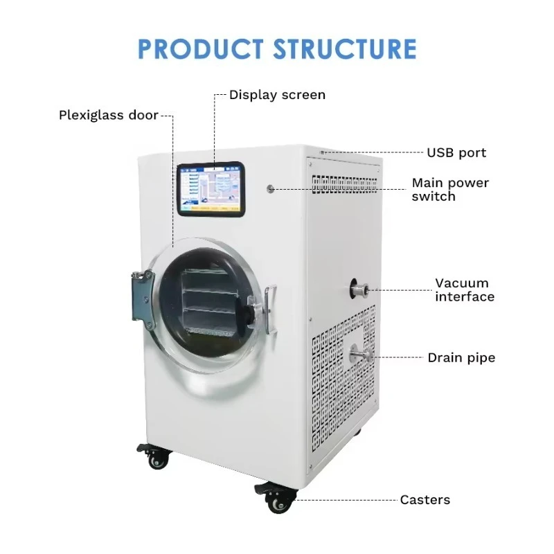 Customize Vacuum Freeze Dryer,1‑2Kg Batch Digital Lyophilizer for Lab Home Food Candy Preservation, with Matching Vacuum Pump