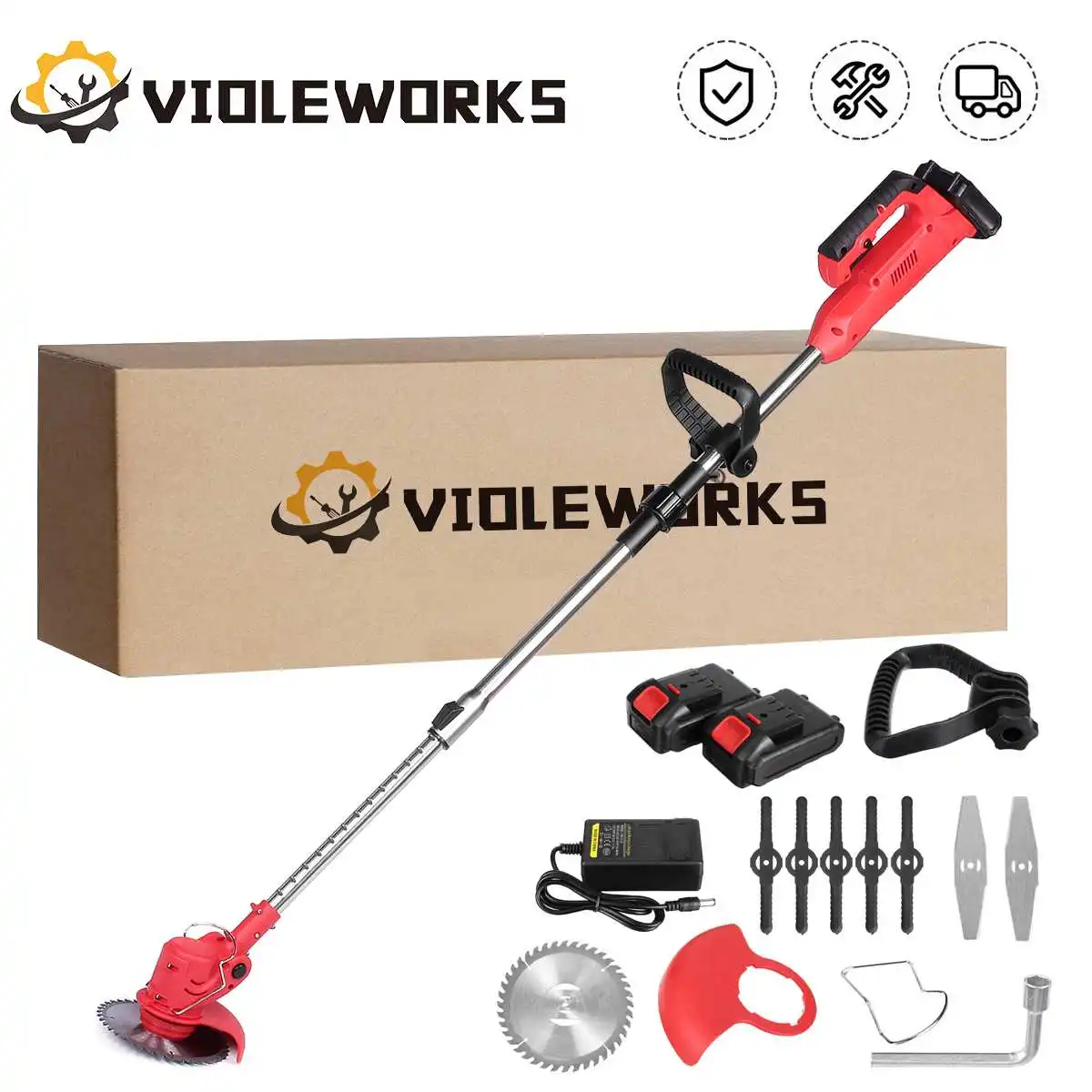 

24V 2000W 35000RPM Cordless Lawn Mower Electric Grass Trimmer Collapsible Length Adjustable Mower Garden Pruning Power Tool