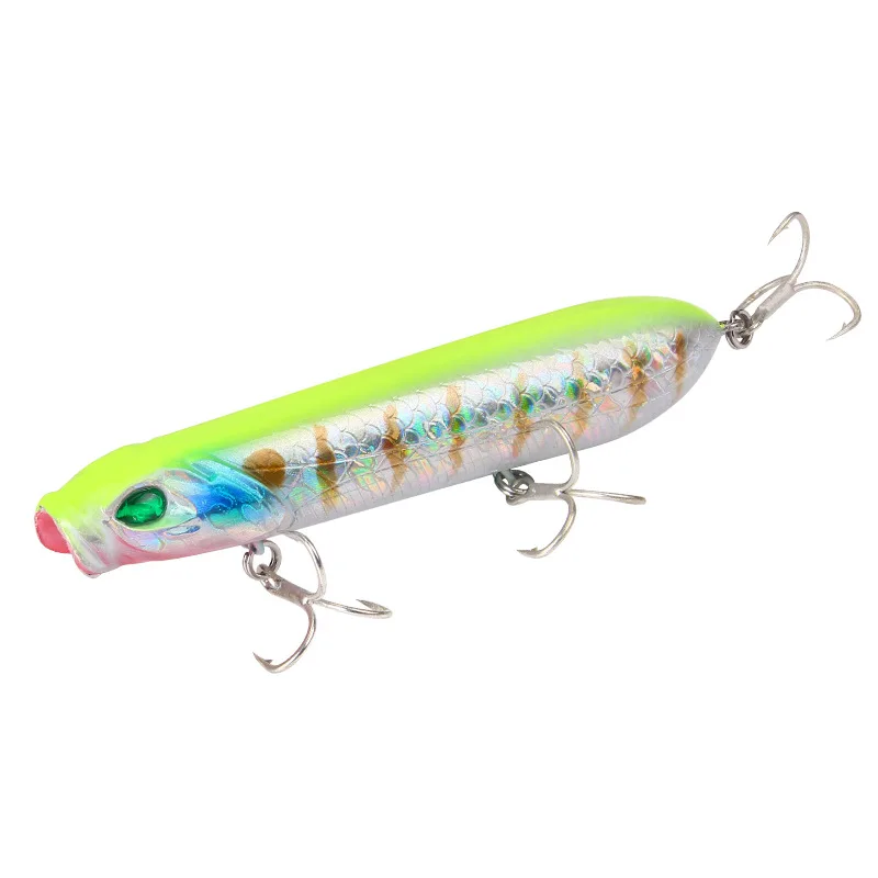 1 Stück 8CM 12,5G Topwater Trolling Pencil Meeresangelköder Popper Wobbler Angelzubehör Künstlicher Köder mit Haken für Barsch und Hecht
