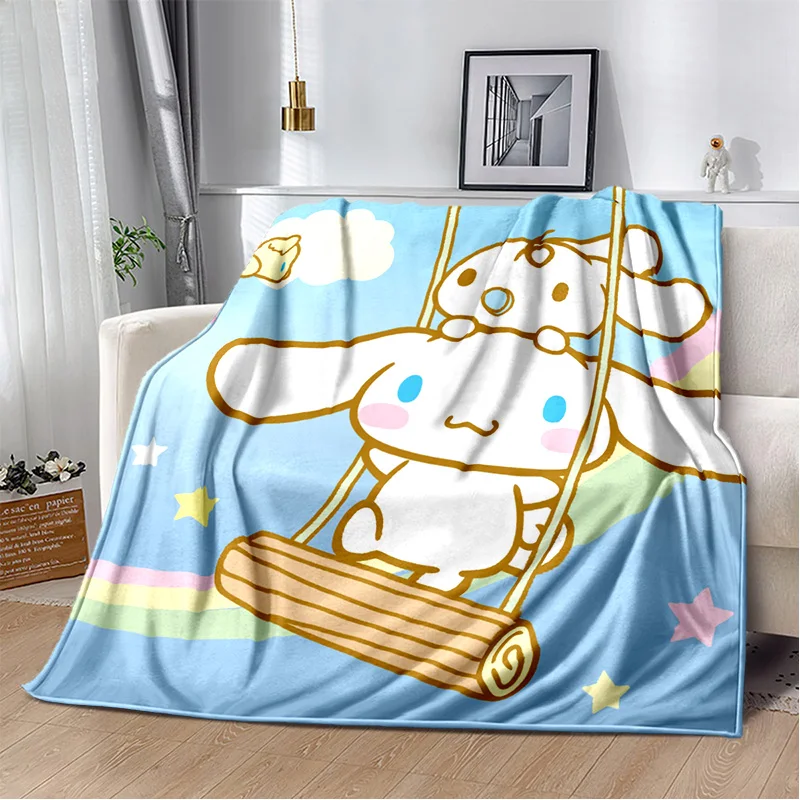 Kawaii Sanrio Cinnamoroll Cartoon Dog Girl Soft Flannel Blankets,Throw Blanket Comfortable Blanket for Beds Sofa Home Bedroom 3D