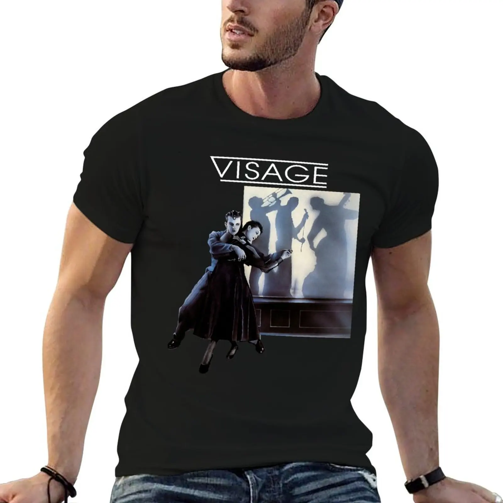 

Visage album art Steve Strange 80's Retro punk new wave band original art design T-Shirt t shirts cotton 100% T-Shirt