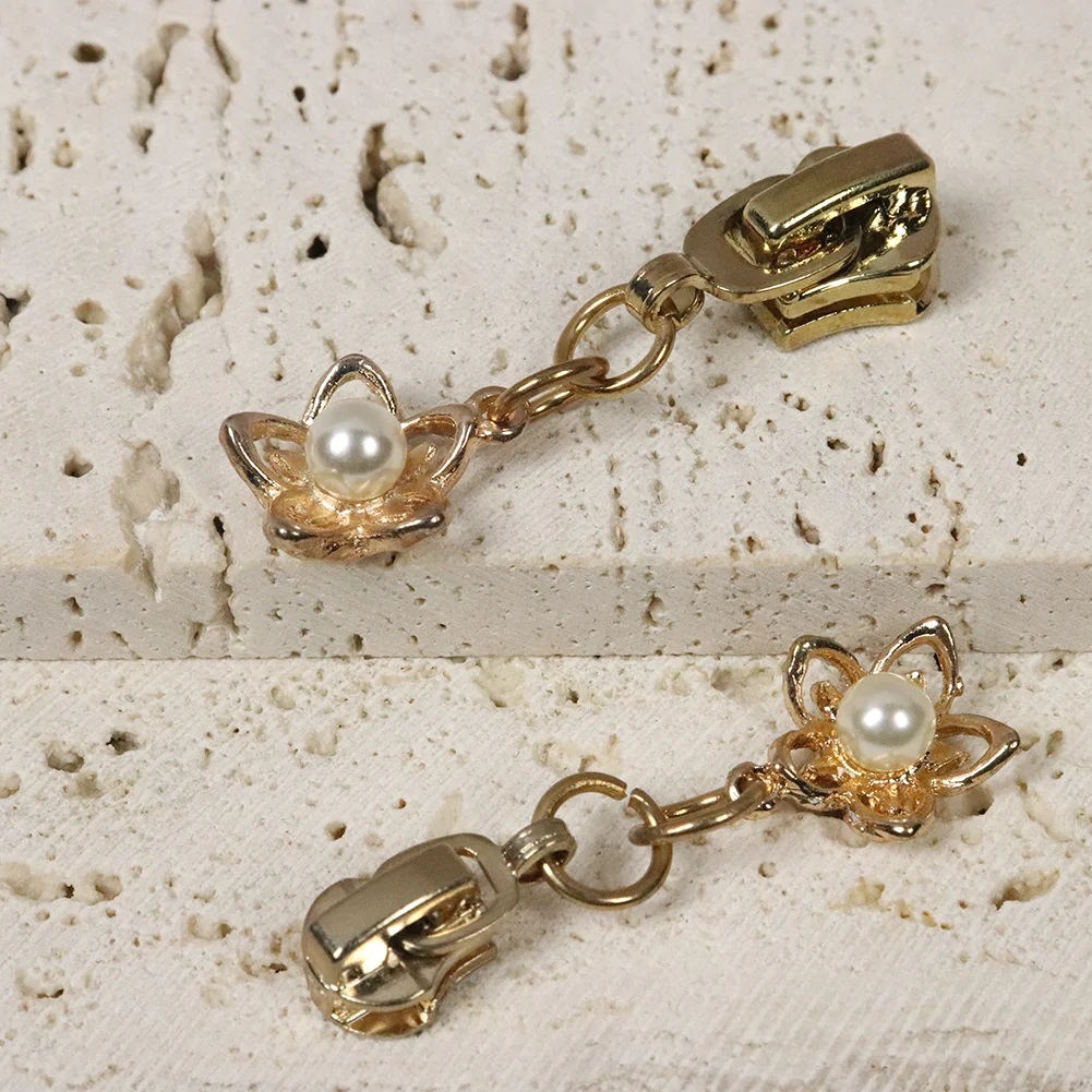 Застежки-молния с цветочным жемчугом для # 3/ # 5 молний |   Декоративные металлические ползунки с автоматическим замком для сумок, платьев, сумок, поделок своими руками