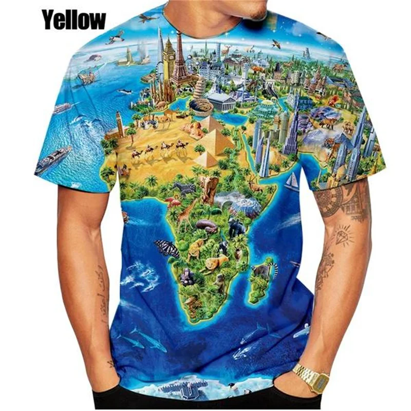 World Maps Africa Graphic T Shirts Men 3D Printed T-shirt Womens Clothing Harajuku Fashion Streetwear Funny Kids Tee Shirts Tops