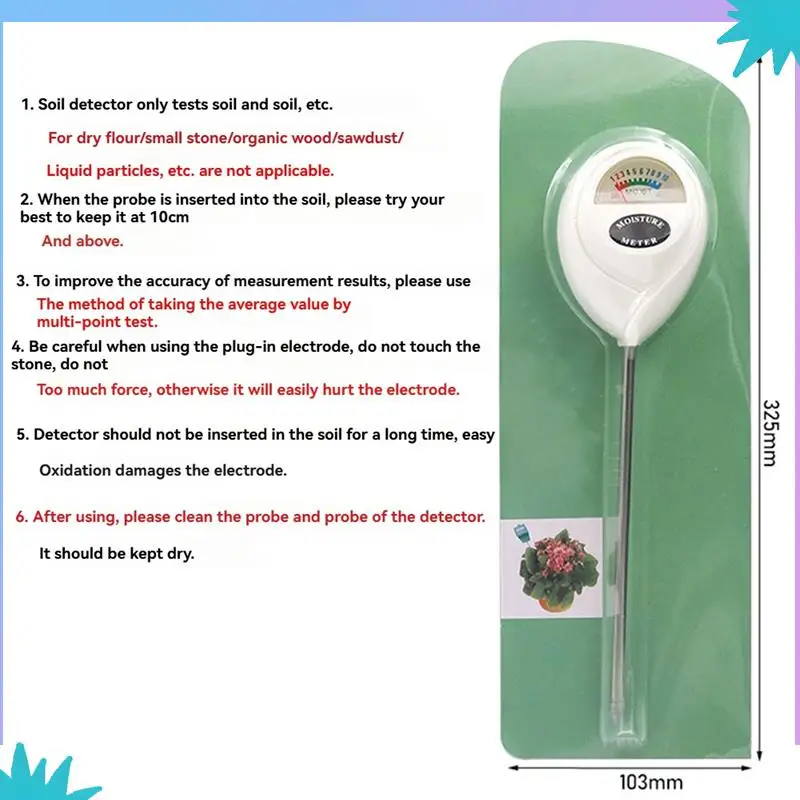 ABZW مقياس رطوبة التربة أداة قياس البستنة المنزلية مقياس رطوبة التربة الرطوبة التحقيق اختبار الري