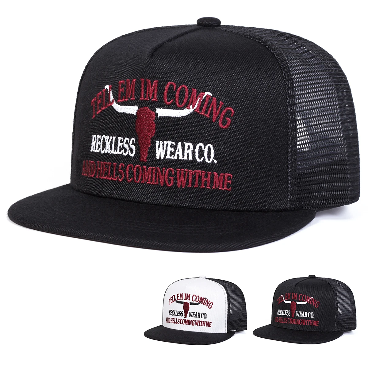 Unisex RECKLESS WEARCO Bordado de letras Hip-hop sombreros de red Primavera Verano al aire libre ajustable Casual gorras de béisbol sombrero de protección solar