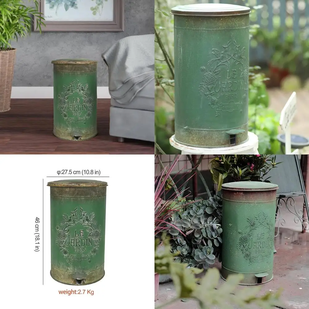 

15-литровый круглый мусорный бак с активированной педалью и рисунком цветов и птиц, подходит для кухни, парка и сада