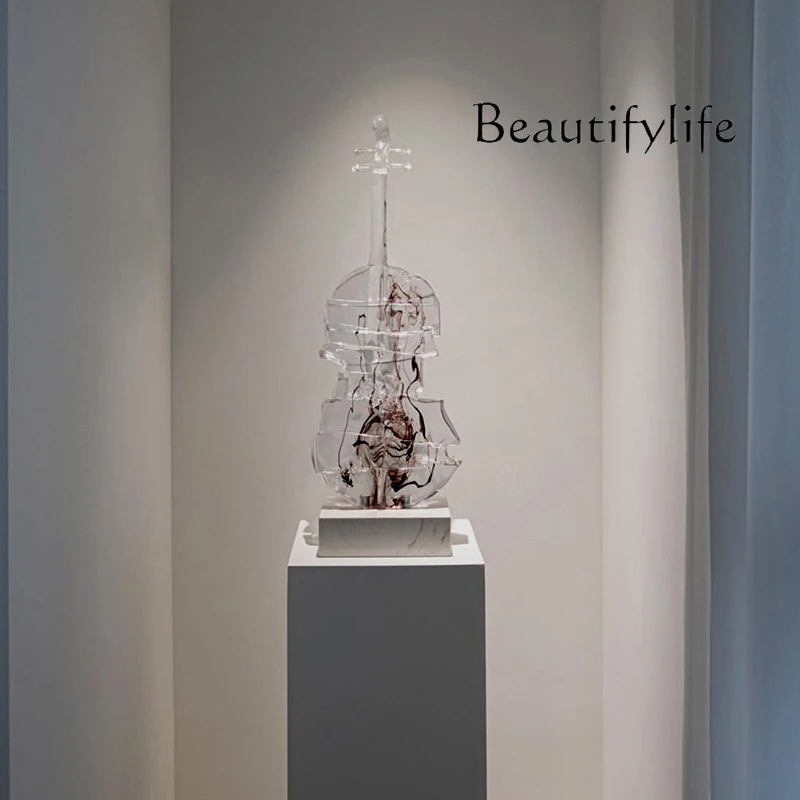 Simple violin sculpture ornament Floor-to-ceiling artwork Hotel clubhouse Music dining bar Model room Modern decoration