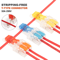 5/10/25 PCS T-Type Stripping Free Wiring Connector With Fixing Hole lever Wire connectors 32A Quick Branch  Splice Junction box