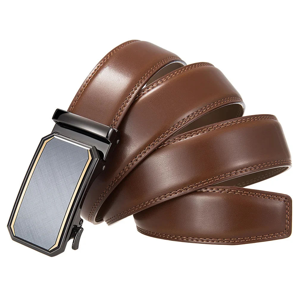 Plyesxale Luxury Designer Cowhide Leather Man Belt Top Quality Ratchet Belt Strap Automatic Black Tan Brown Mens Belts B1265