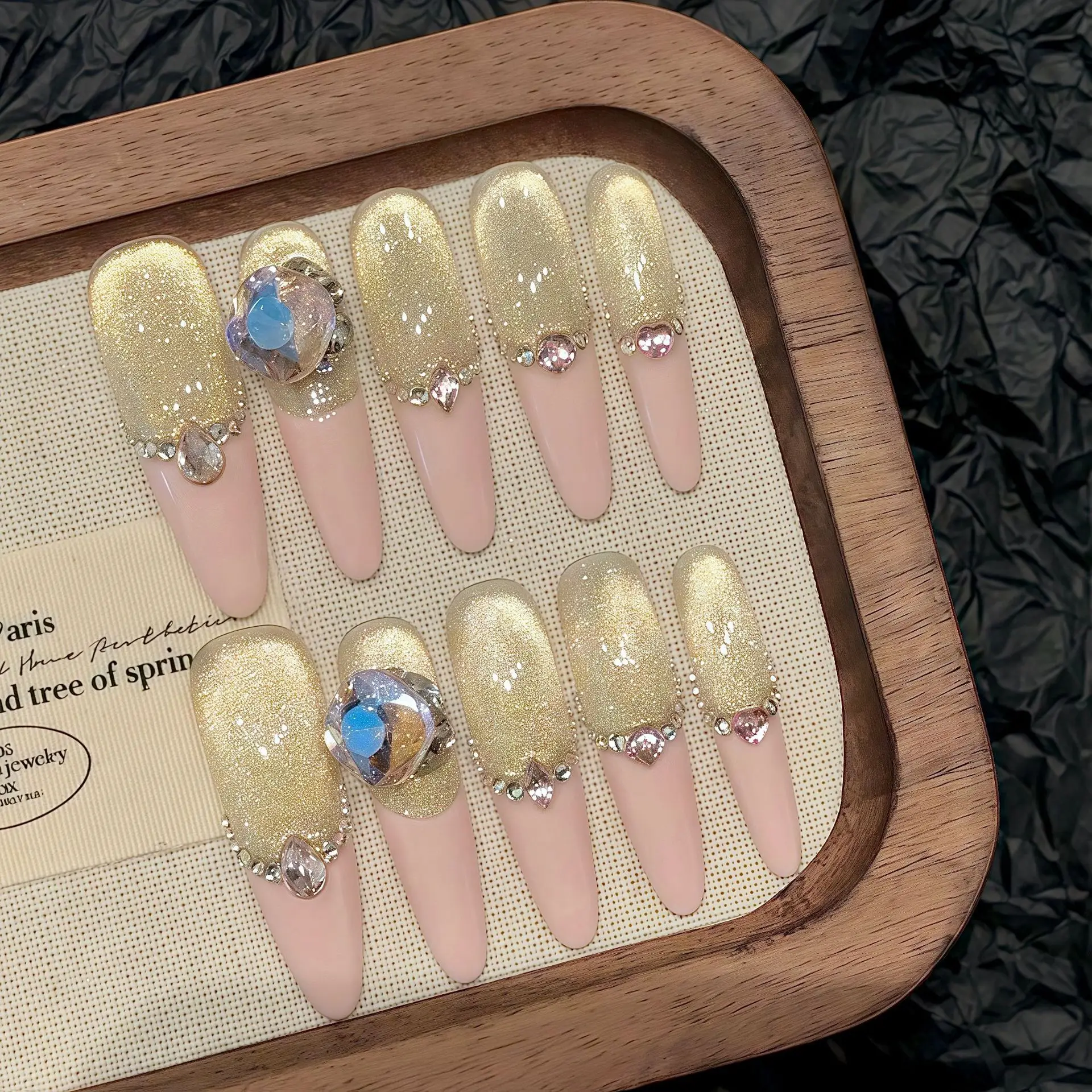 Rosa olho prego príncipes diamante luxo branco médio longo artesanal wearable prego puro artesanal marca chinesa