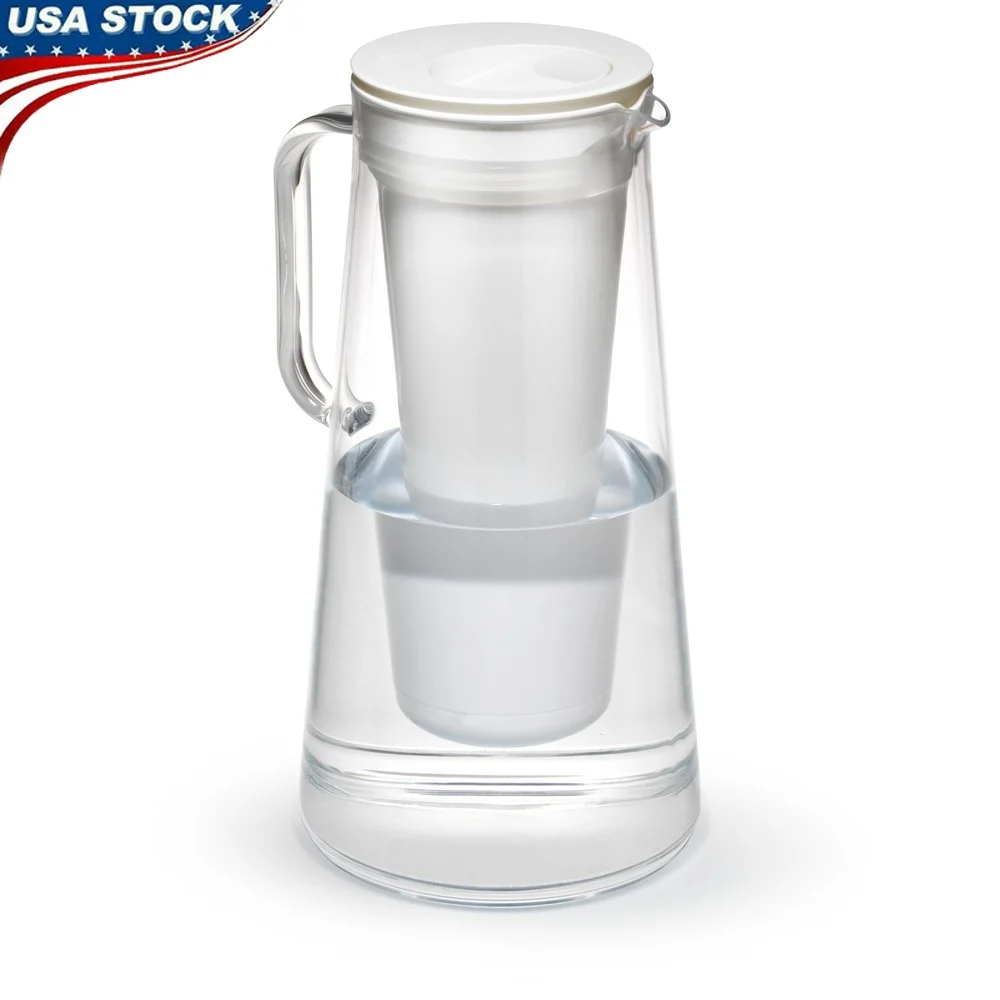 

10-Cup BPA-Free Water Filter Pitcher with Microfilter and Carbon Filter Reduces Lead Mercury Removes Bacteria
