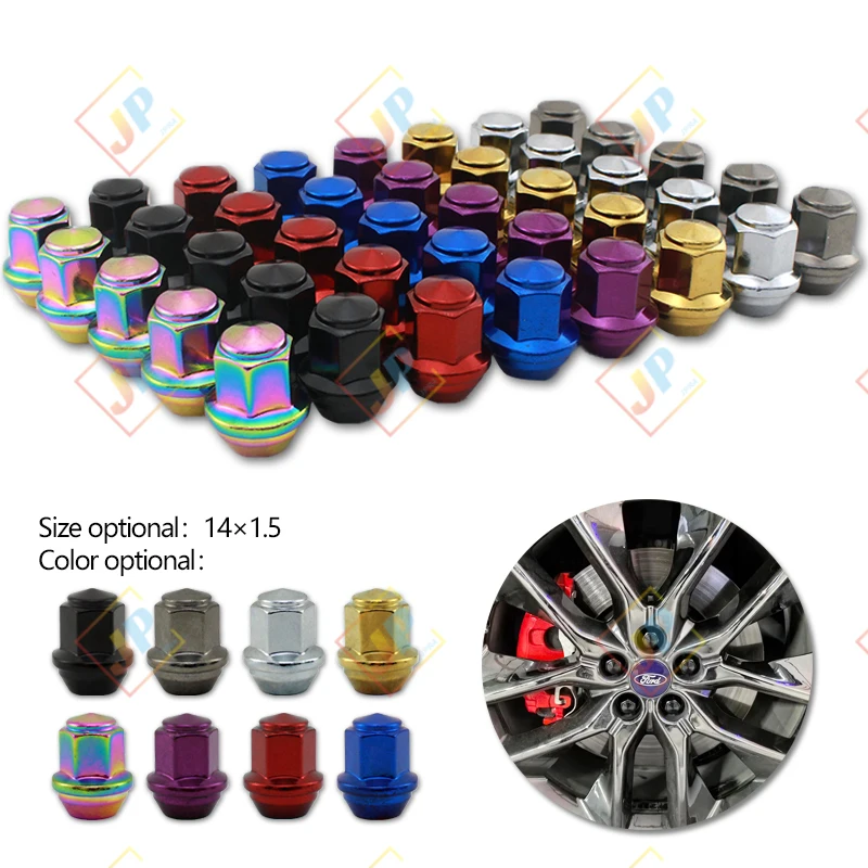 Car Wheel Modification Hub Side Lock Anti-theft Hex Nut For Ford Wheels M14 x 1.5 Plated Nuts