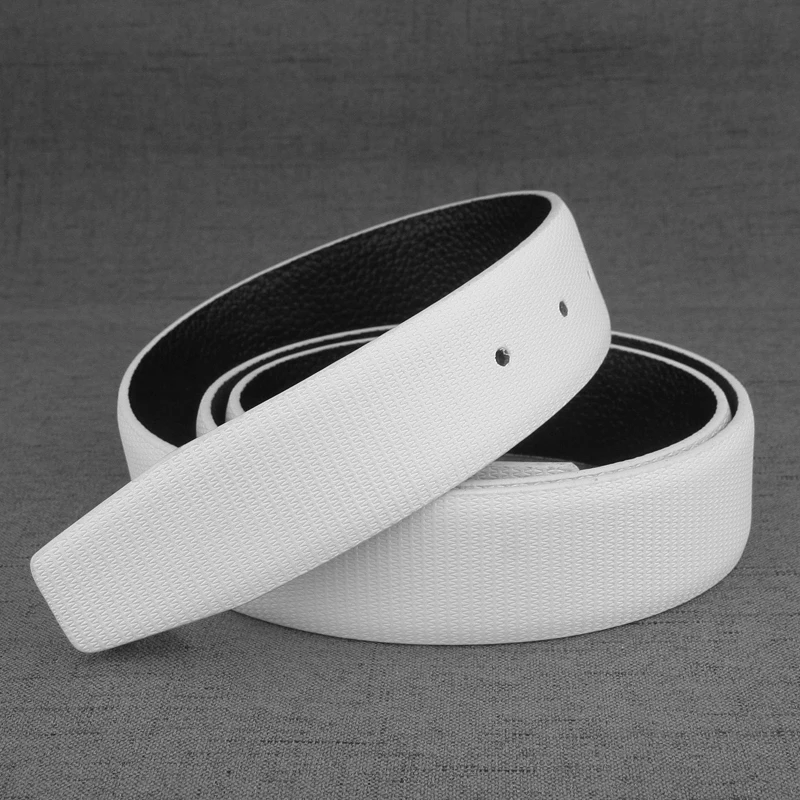 High Quality White and Black Holes Genuine Leather Only Belts 3.3cm Wide Jeans Pin or Slide Cintos Masculinos P03