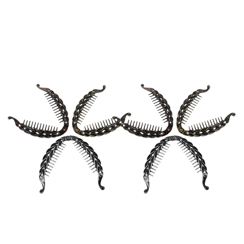 

6pcs Clip Set Claw Clips Round Banana Resin Ponytail Holder Nonslip Interlocking Lightweight Styling Accessories Thick Hair