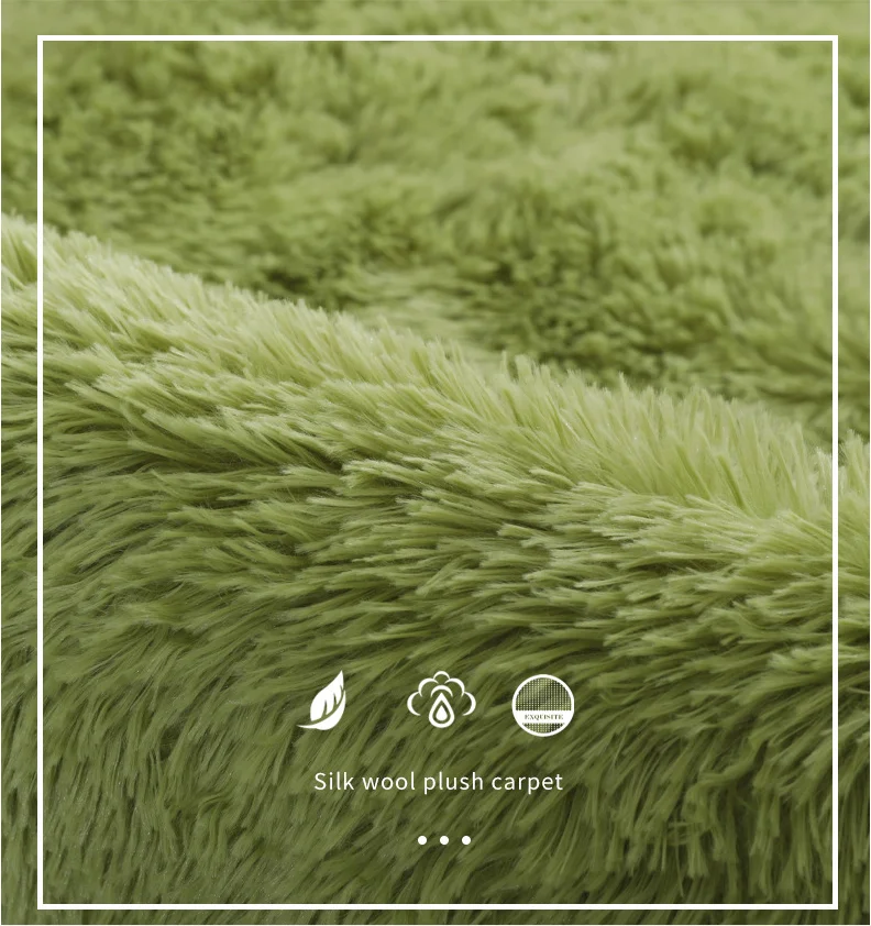 Shag Living Room Silk Wool Carpet Home Bedroom Bed Full Floor Mat Nordic Sofa Non-Slip Mat Simple Wind Plush Cushion