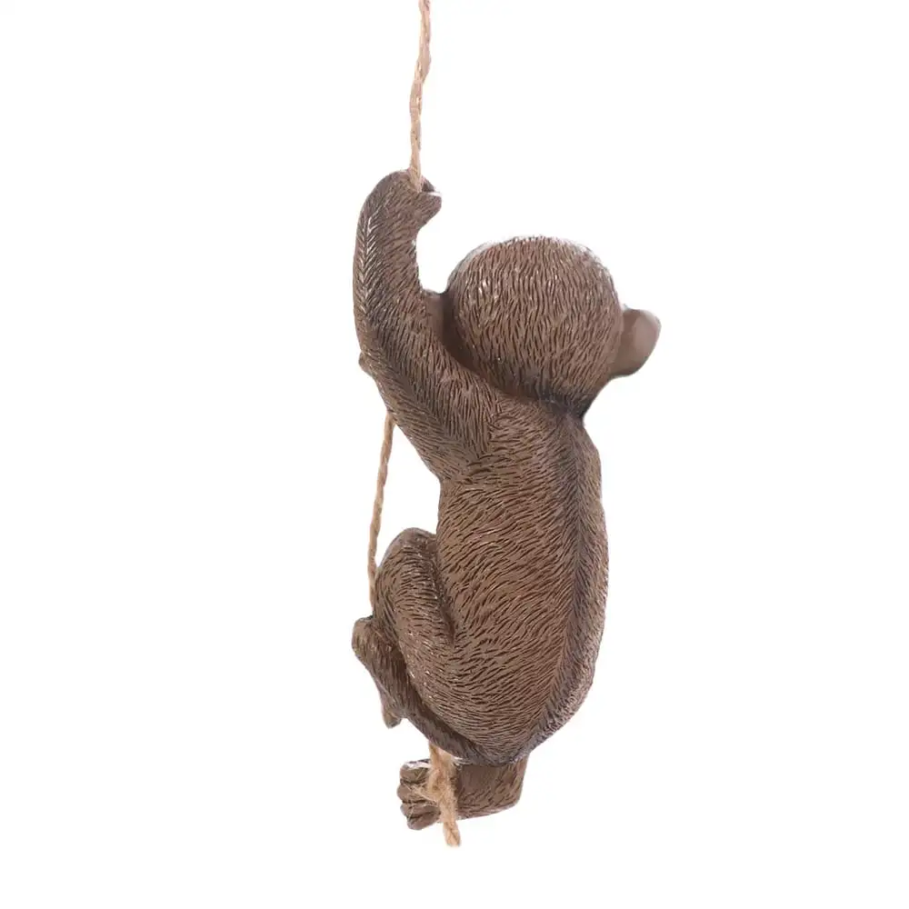 Cute Garden Climbing Monkey Figurine Resin Crafts Handmade Monkey Hanging Ornament Weatherproof Animal Statue Plant Hanging
